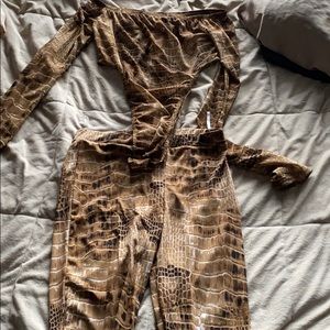 Snake Print body suit and pant set.